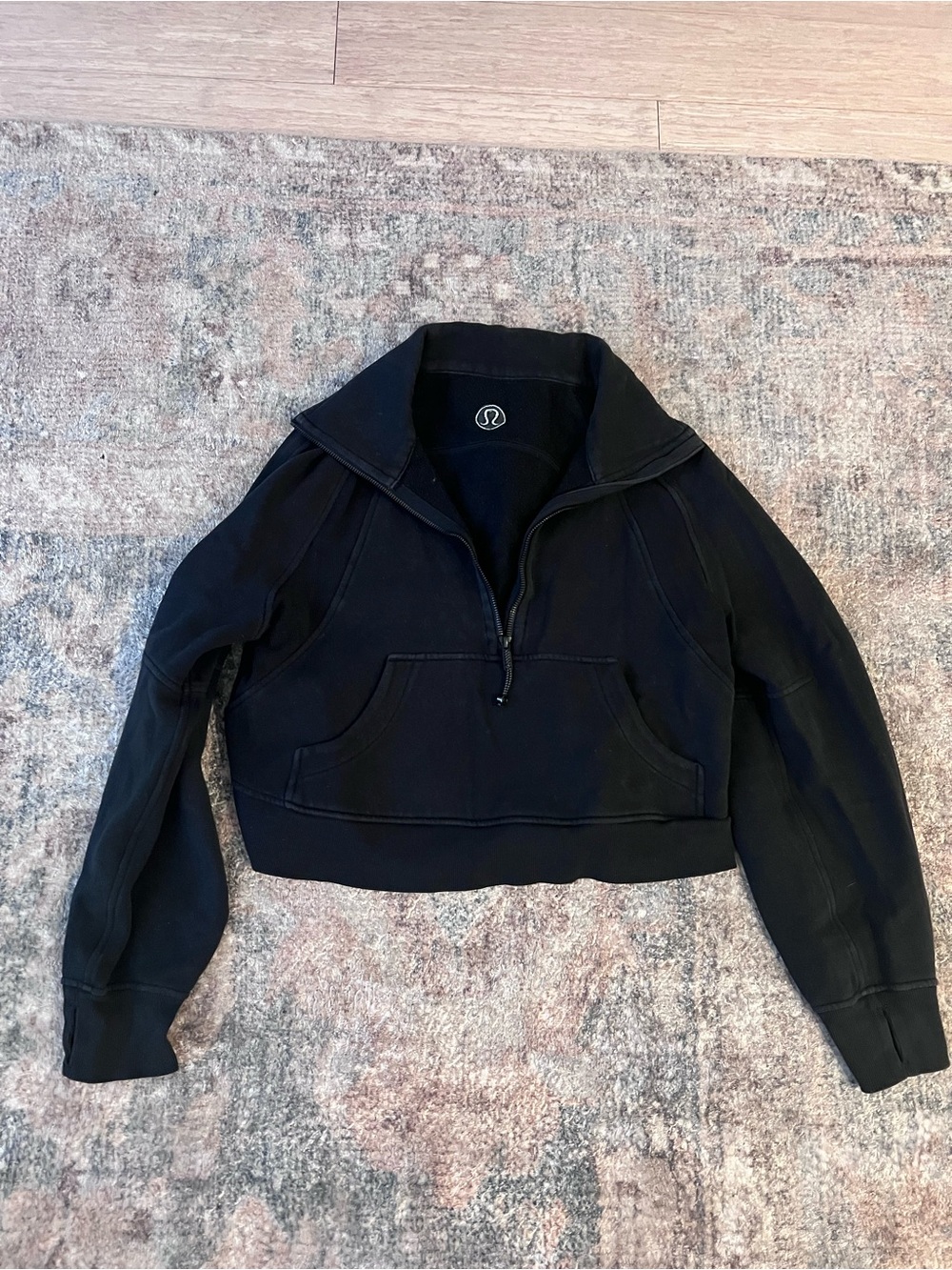 lululemon athletica Black Half-Zip Cropped Sweater